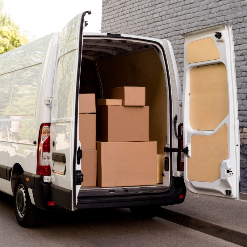 van moving boxes