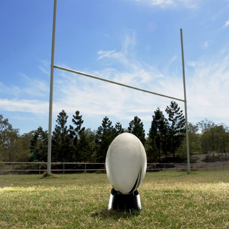 rugby ball on pitch
