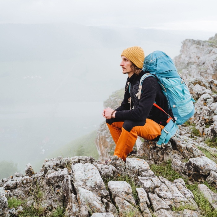 man mountain climbing