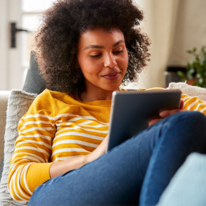 woman on tablet