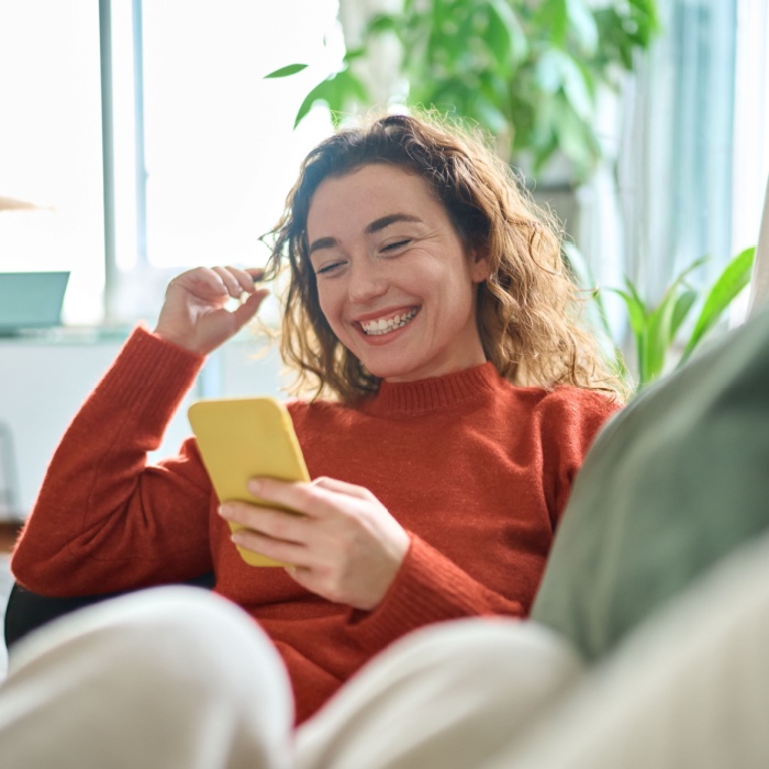 young woman on home