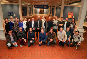 Group photo of the shortlisted artists in the Zurich Portrait Prize at the National Gallery