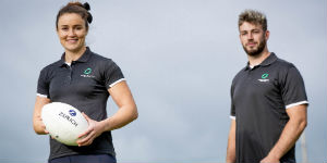 Rugby players Caelan Doris and Louise Galvin 