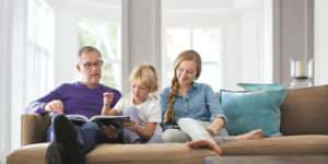 family on sofa