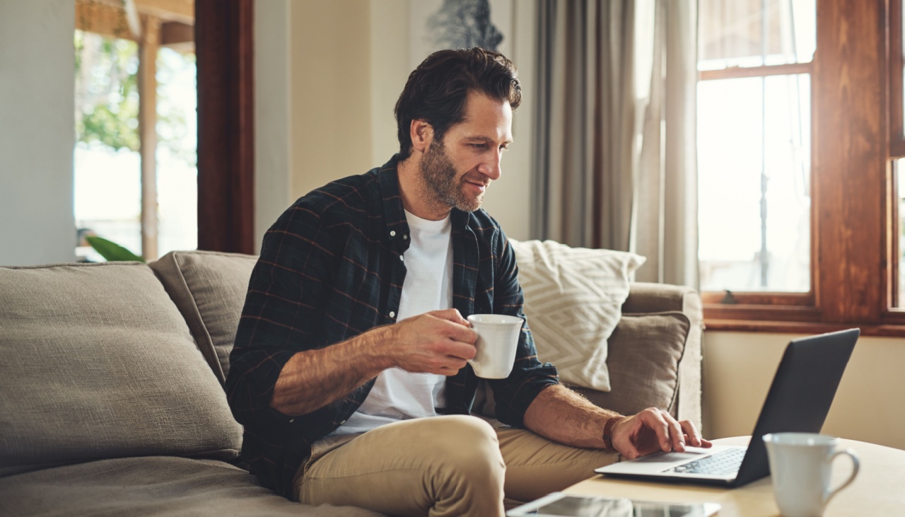 Man at home working remotely