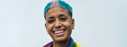 woman in pride flag