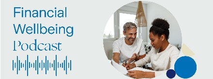 Man and woman in meeting promotional graphic for Zurich podcast