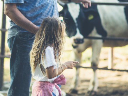 father and daughter on farm