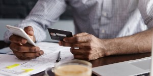 man doing online banking