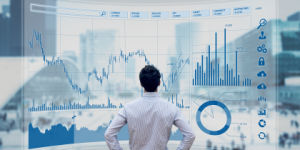 Finance trade manager analysing stock market