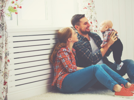 young family at home