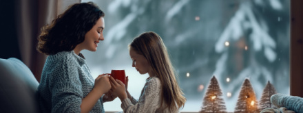 mother and daughter at home 