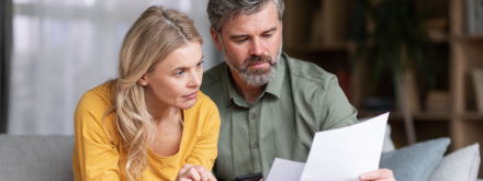 couple looking at finances