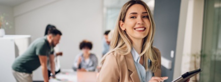 woman in office meeting