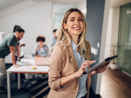 woman in office meeting