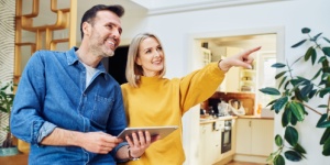 couple at home decorating