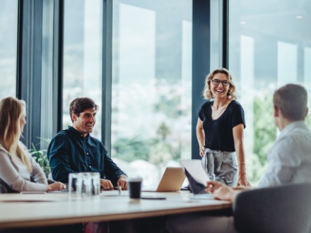 office workers in meeting room