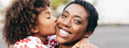 happy mother and daughter