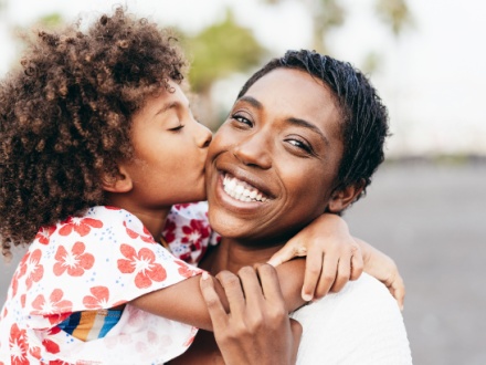 happy mother and daughter