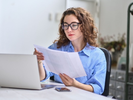 young business woman on laptop