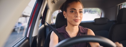 woman driving car