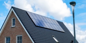 house roof with solar panels