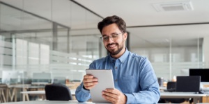 young man on tablet