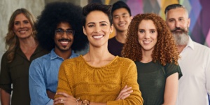 smiling group of diverse employees