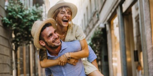 young tourist couple on holiday