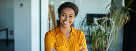 Smiling woman in office