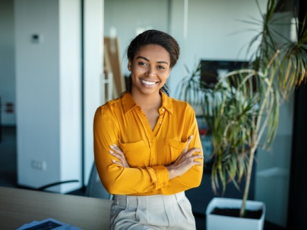 Smiling woman in office