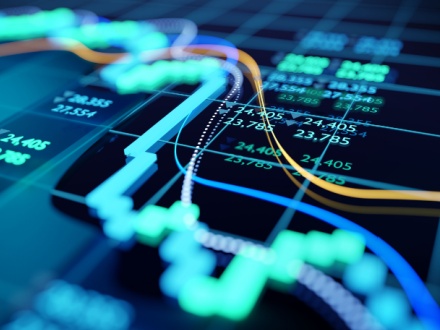 Illustration close shot digital stock market tracking