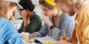 a group of diverse students studying together