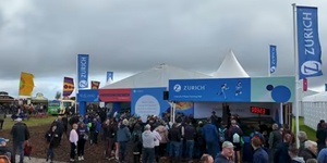 crowds at the ploughing championships in Offaly in front if the Zurich stand