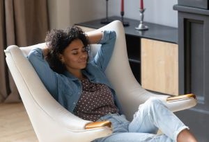 Woman on sofa