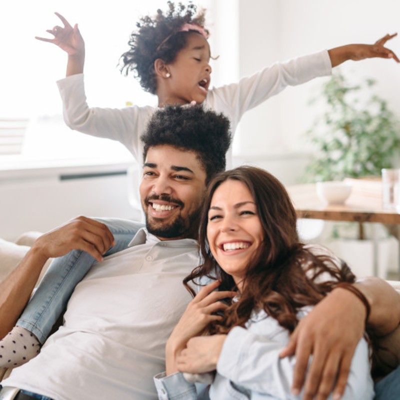 young family at home