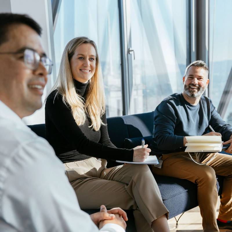 Business team meeting in informal setting