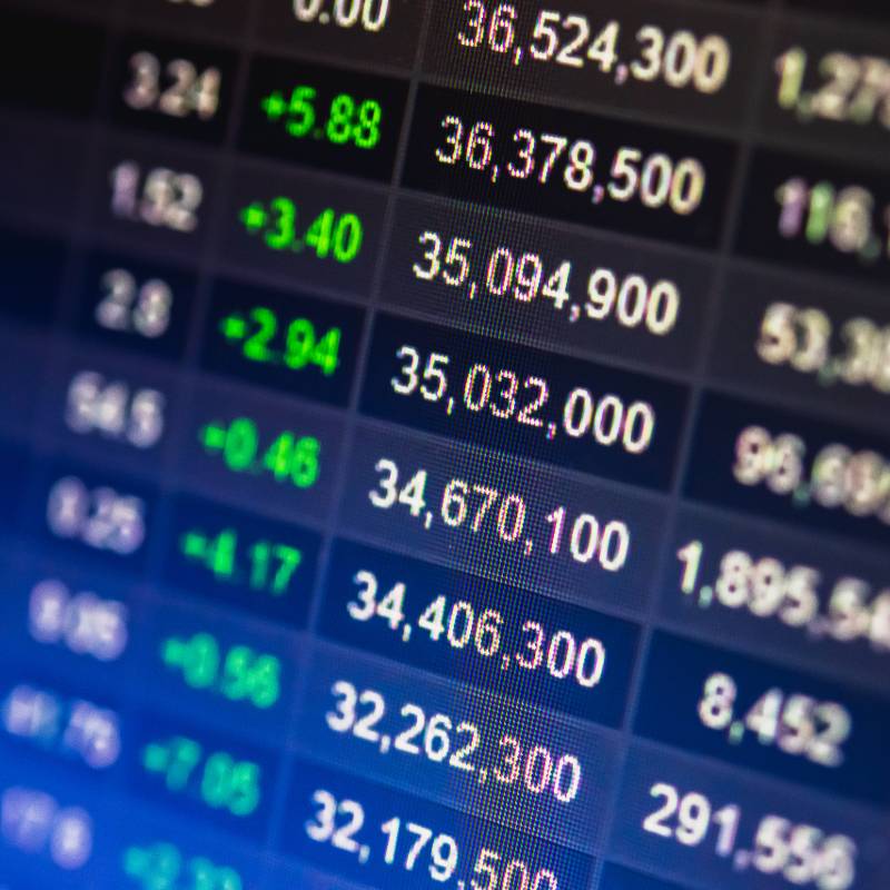 Fund prices in stock exchange on computer screen