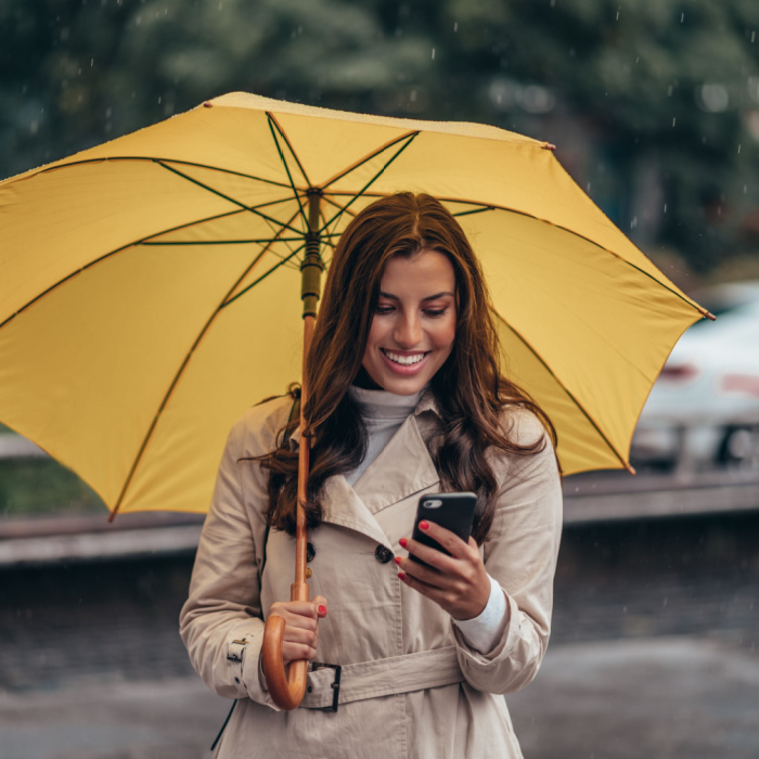 	woman with yellow umbrella