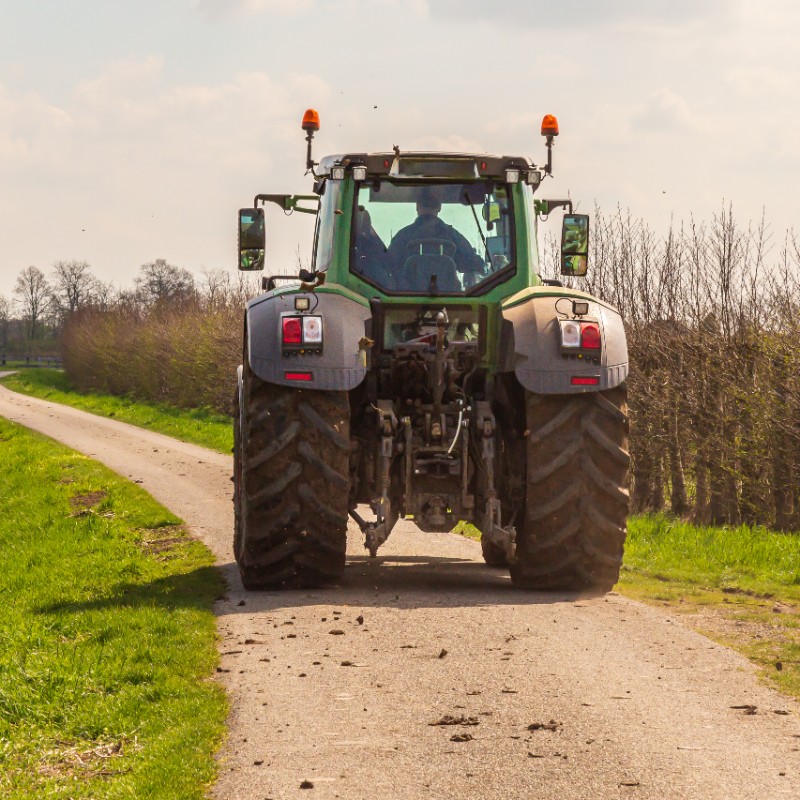 Tractor on road