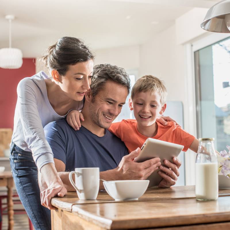 family at home having breakfast