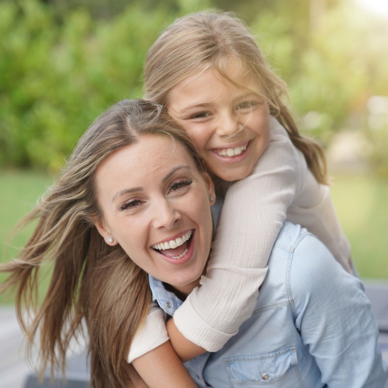 mother and daughter in park