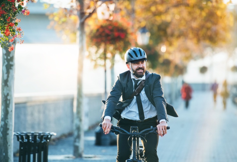 business man on bike