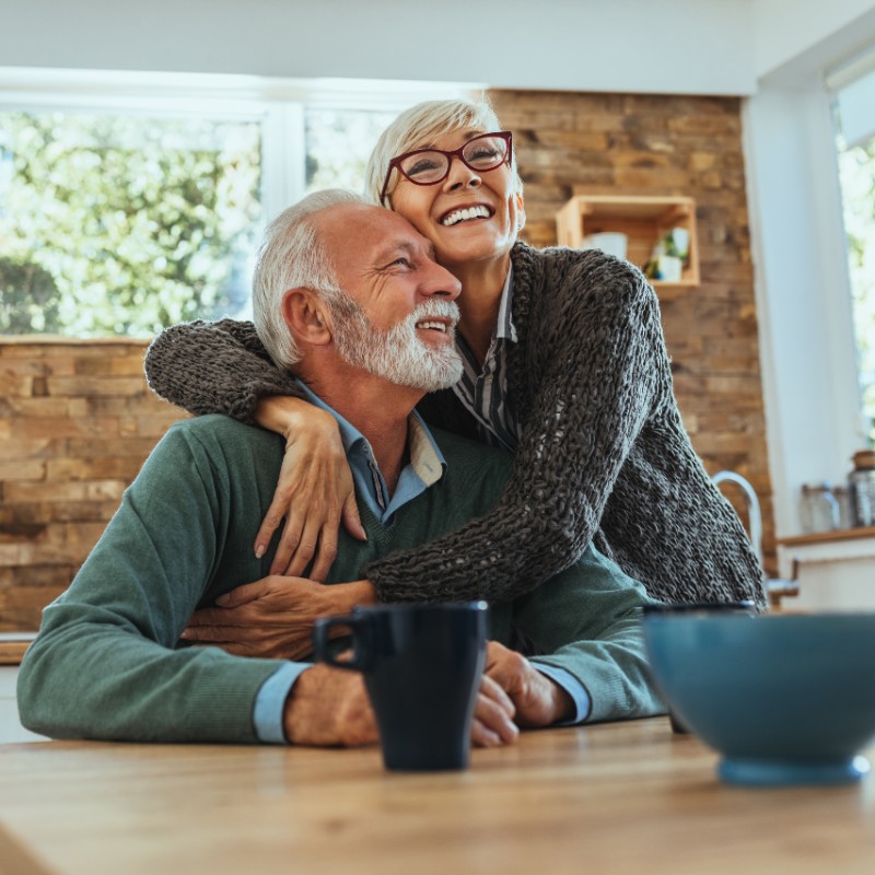 happy older couple at home